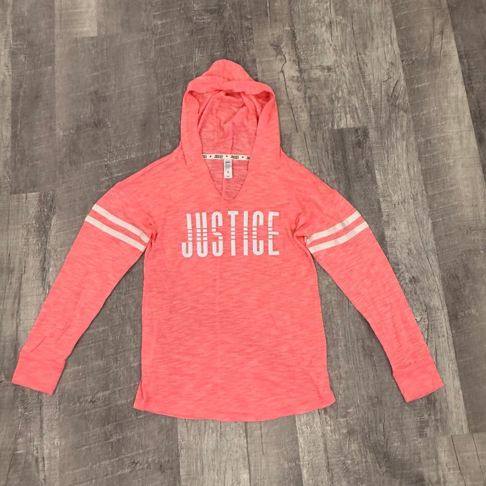 Justice Girls Size 12 Lightweight Hoodie‎ Pink Cute